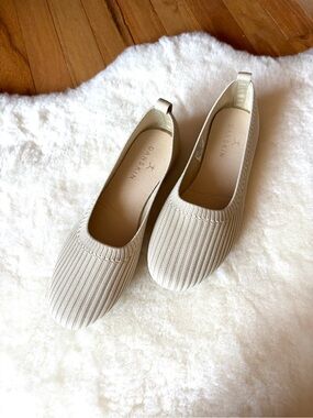 Danskin Women’s Beige Knit Ballet Flats - Comfortable Everyday Slip-Ons